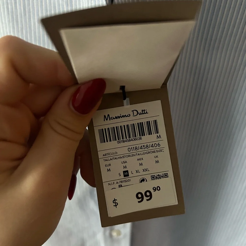 MASSIMO DUTTI Striped Oxford Shirt NWT - Picture 4 of 6